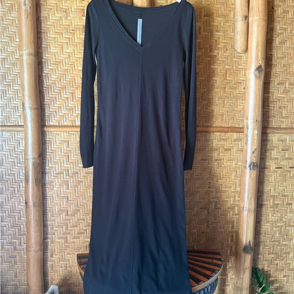 Raquel Allegra Black V-Neck Maxi Dress XS